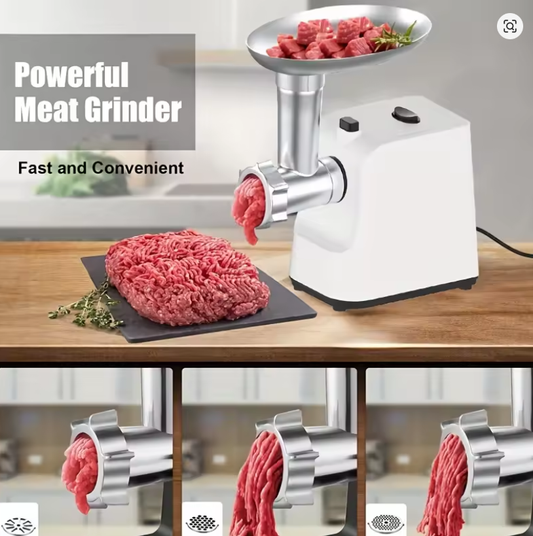 Heavy-Duty Electric Meat Grinder – Powerful Meat Mincer with Multiple Blades & Grinding Plates, Sausage Stuffer Attachment, and Grinder Discs for Home Use
