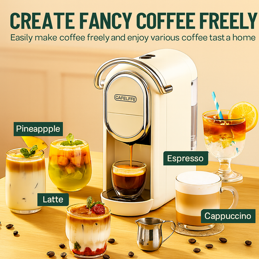 Cafelffe 3-in-1 Multiple Capsule Coffee Machine – Espresso Maker Compatible with Dolce Gusto, Nespresso & Ground Coffee, Hot/Cold Function, Perfect Gift for Coffee Lovers