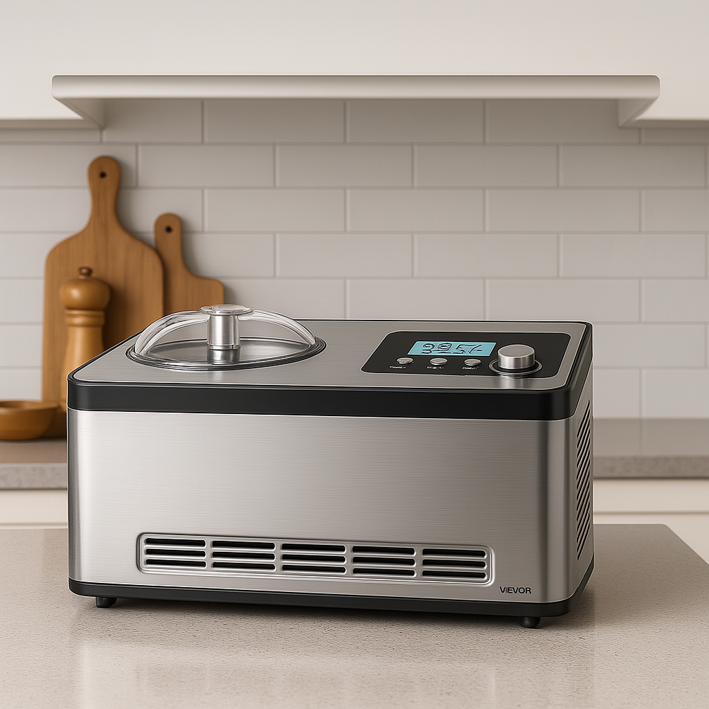 Automatic Ice Cream Maker 180W with Built‑in Compressor, 2L Sorbet & Yogurt Machine